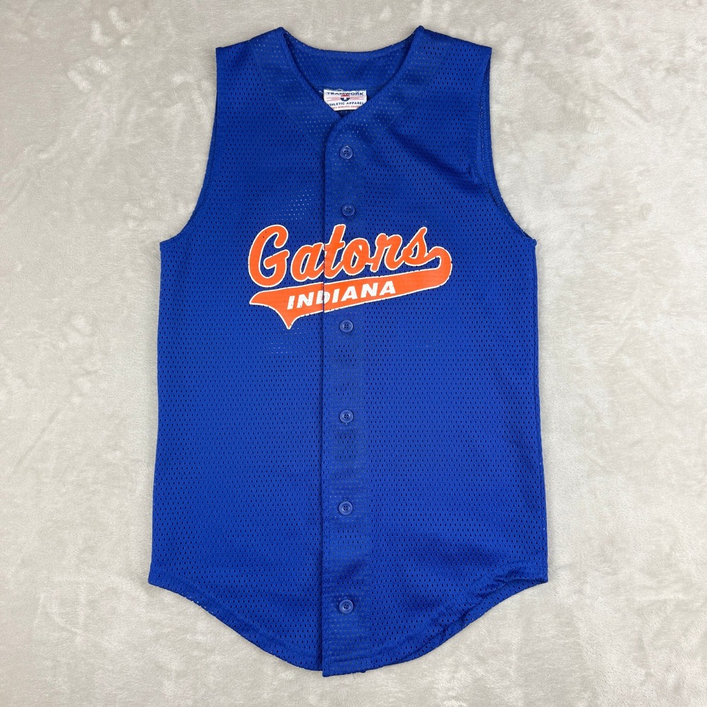 VTG Teamwork Indiana Gators Jersey Mens S 34-36 Blue Mesh 95 Baseball USA Y2K